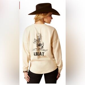 Women’s Ariat Graphic Long Sleeve T-Shirt Size S True West Oversized Summer Sand
